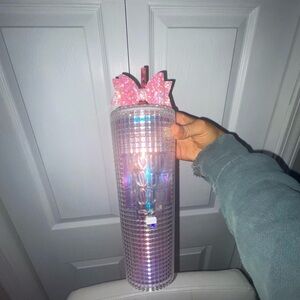 Pink Glitter Tumbler with Straw